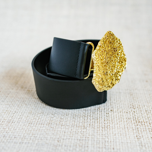 Black Genuine Leather Interchangeable Stretch Belt