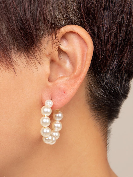 Chunky Pearl Hoop Earrings