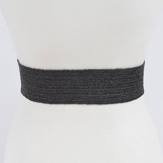 Metal OO Buckle Stretch Straw Belt