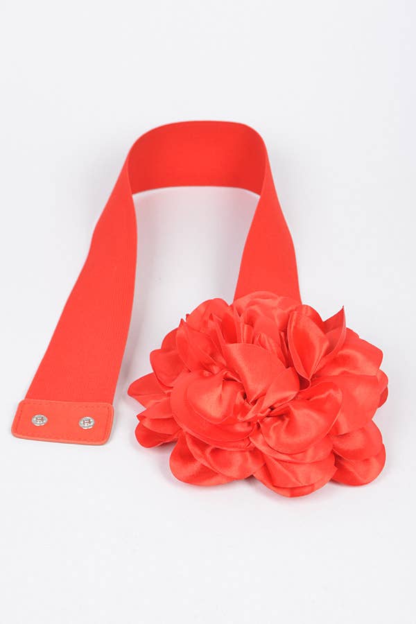 Satin Big Flower Elastic Belt