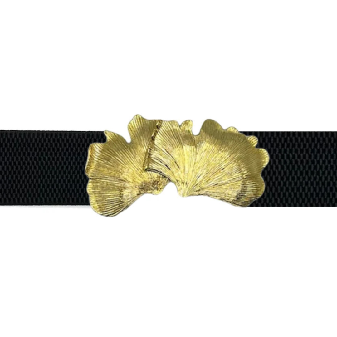 Ginkgo Interchangeable Artisan Belt Buckle w/ Gold Finish