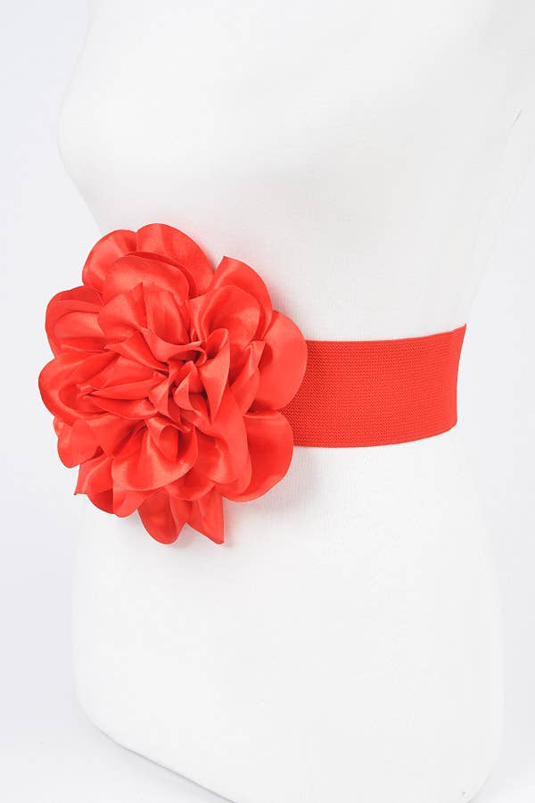 Satin Big Flower Elastic Belt