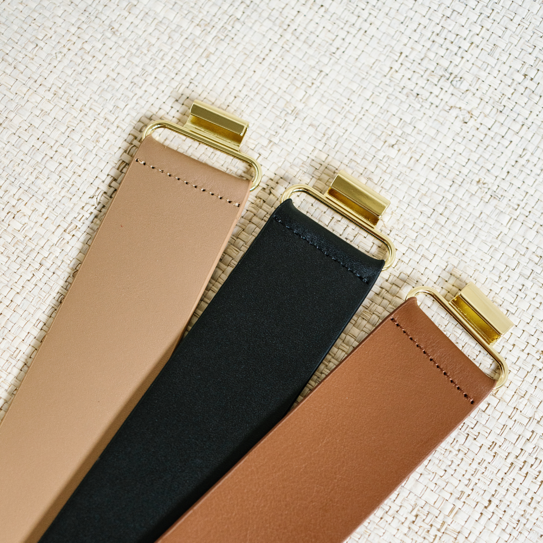 Black Genuine Leather Interchangeable Stretch Belt