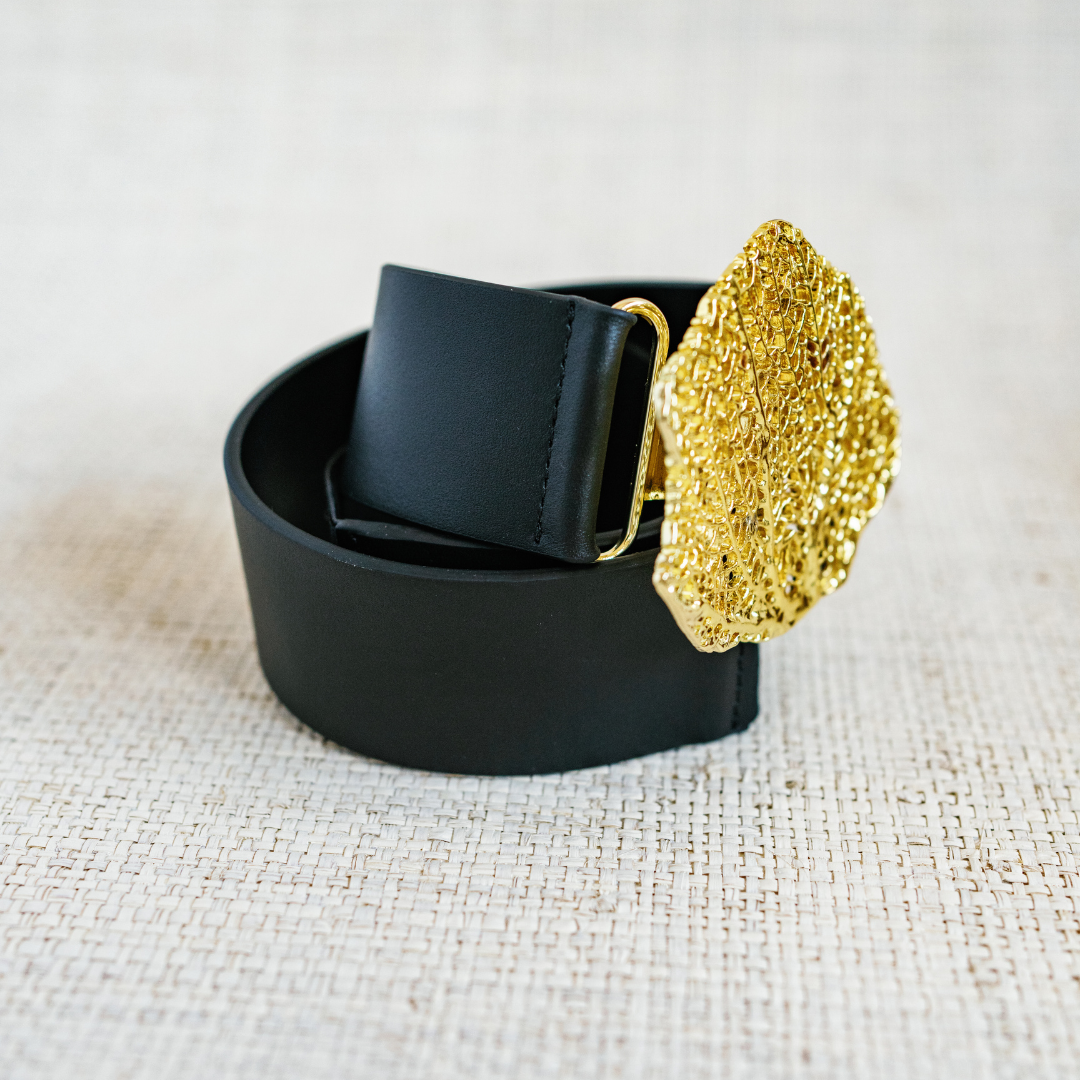 Black Genuine Leather Interchangeable Stretch Belt