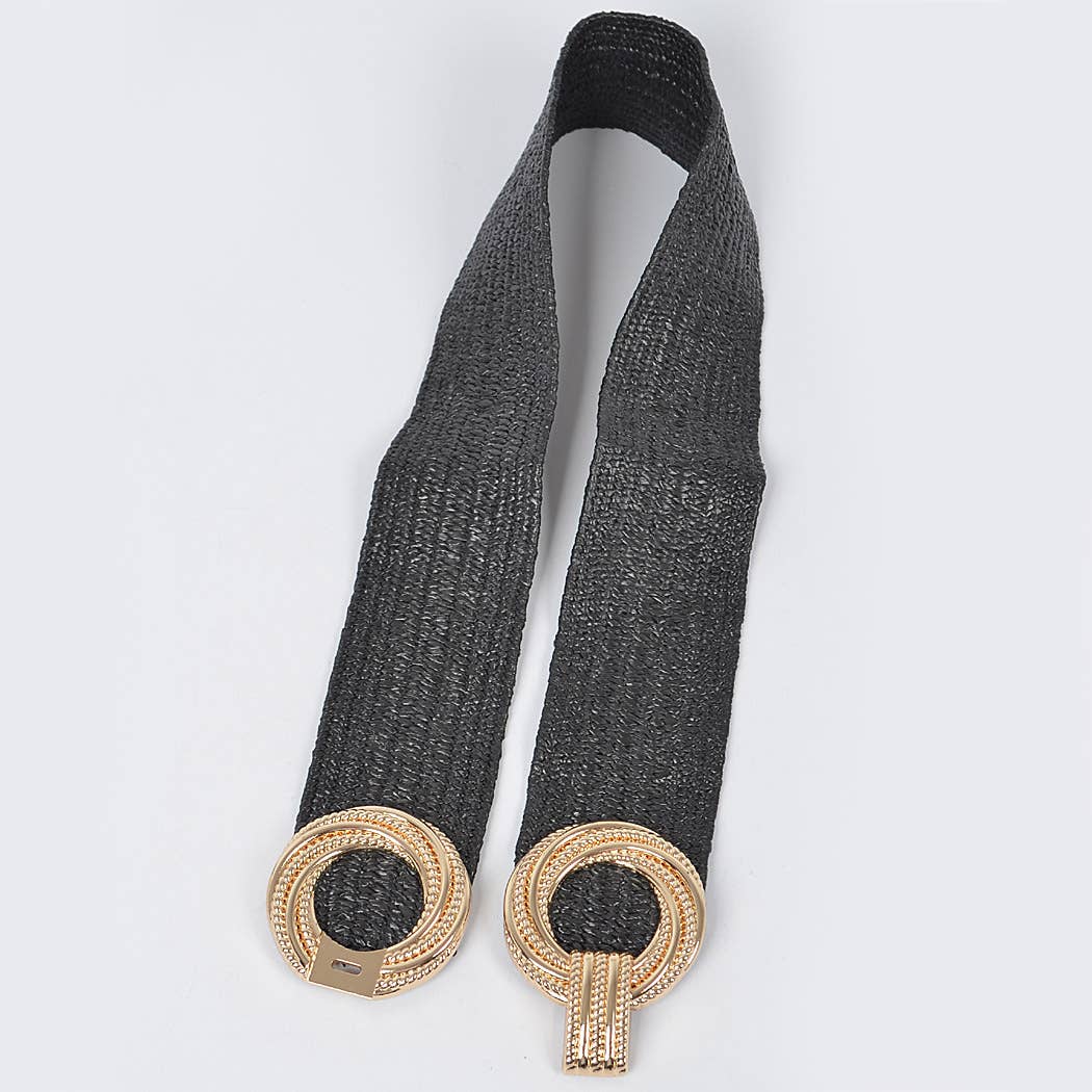 Metal OO Buckle Stretch Straw Belt