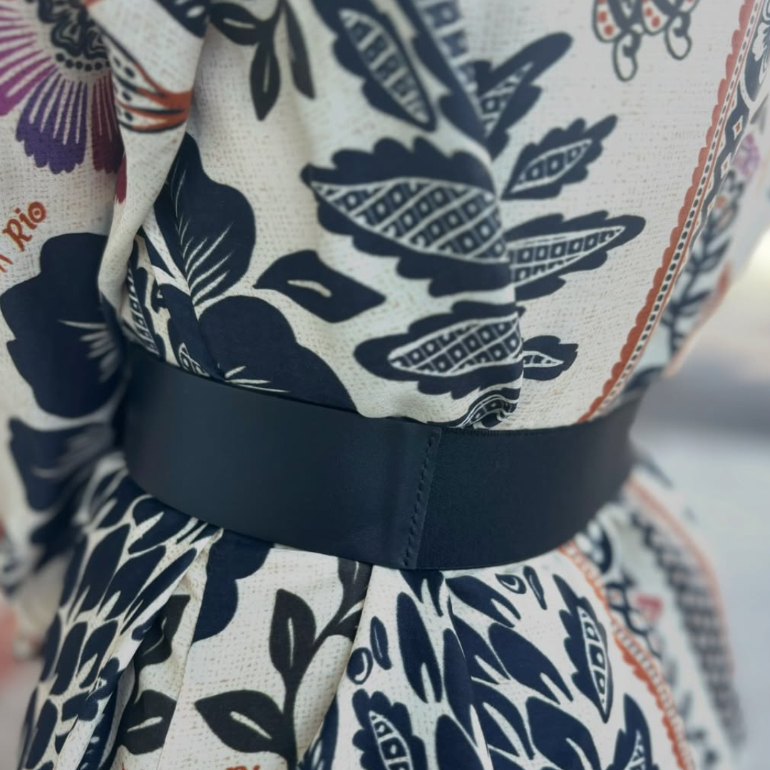 Black Genuine Leather Interchangeable Stretch Belt