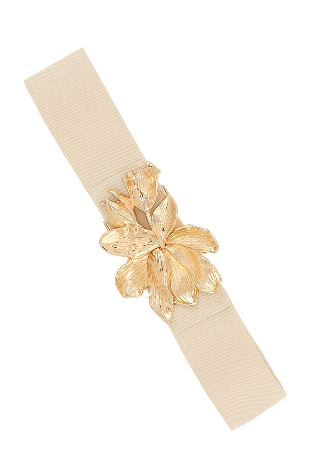 Gold Floral Buckle Elastic Belt