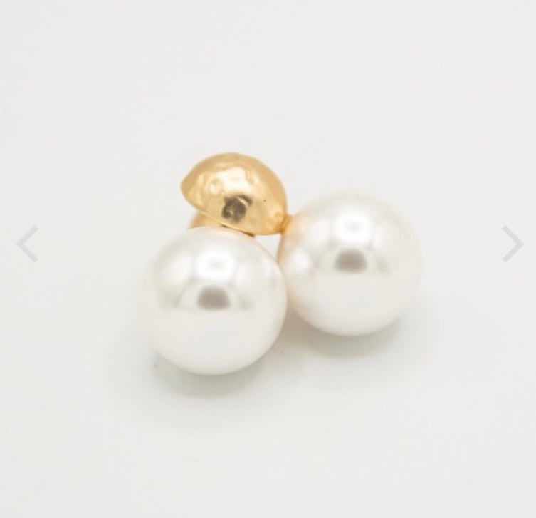 Matte Gold Textured Pearl Earrings