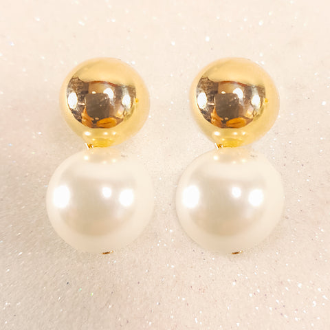 Solace Polished Gold Textured Dome Earrings