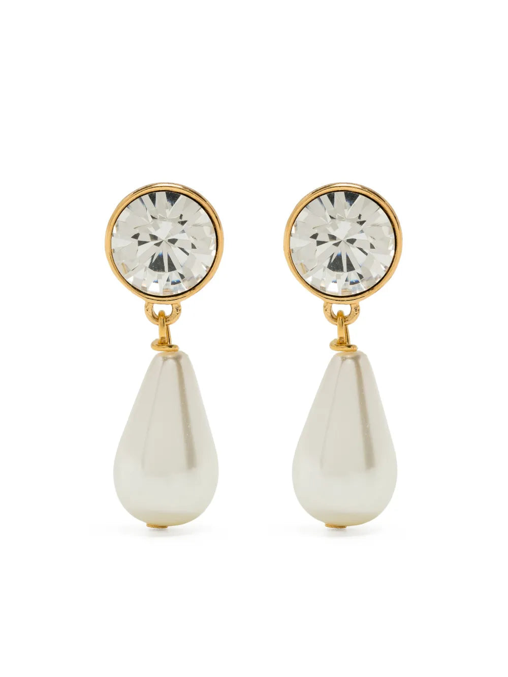 Kenneth J Lane Gold Crystal Round Top and Pearl Drop Post Earring