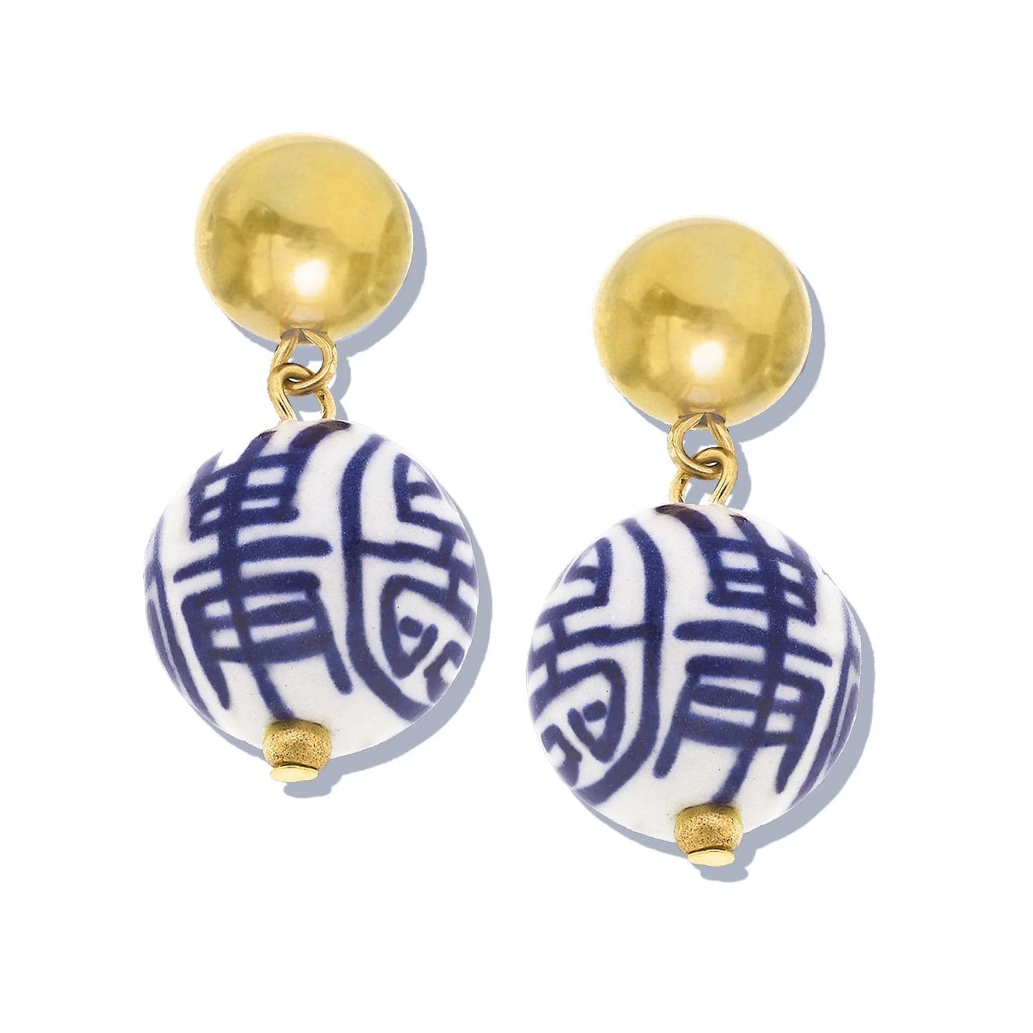 Susan Shaw Blue & White Margaret Drop Earrings