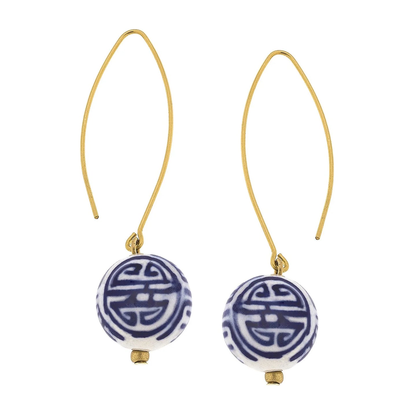 Susan Shaw Blue & White Threader Earrings