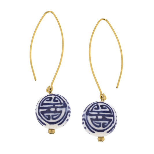 Susan Shaw Blue & White Threader Earrings