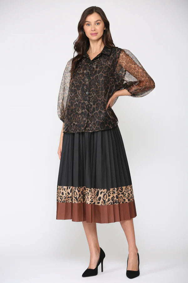 Marie Chiffon Animal Print Top