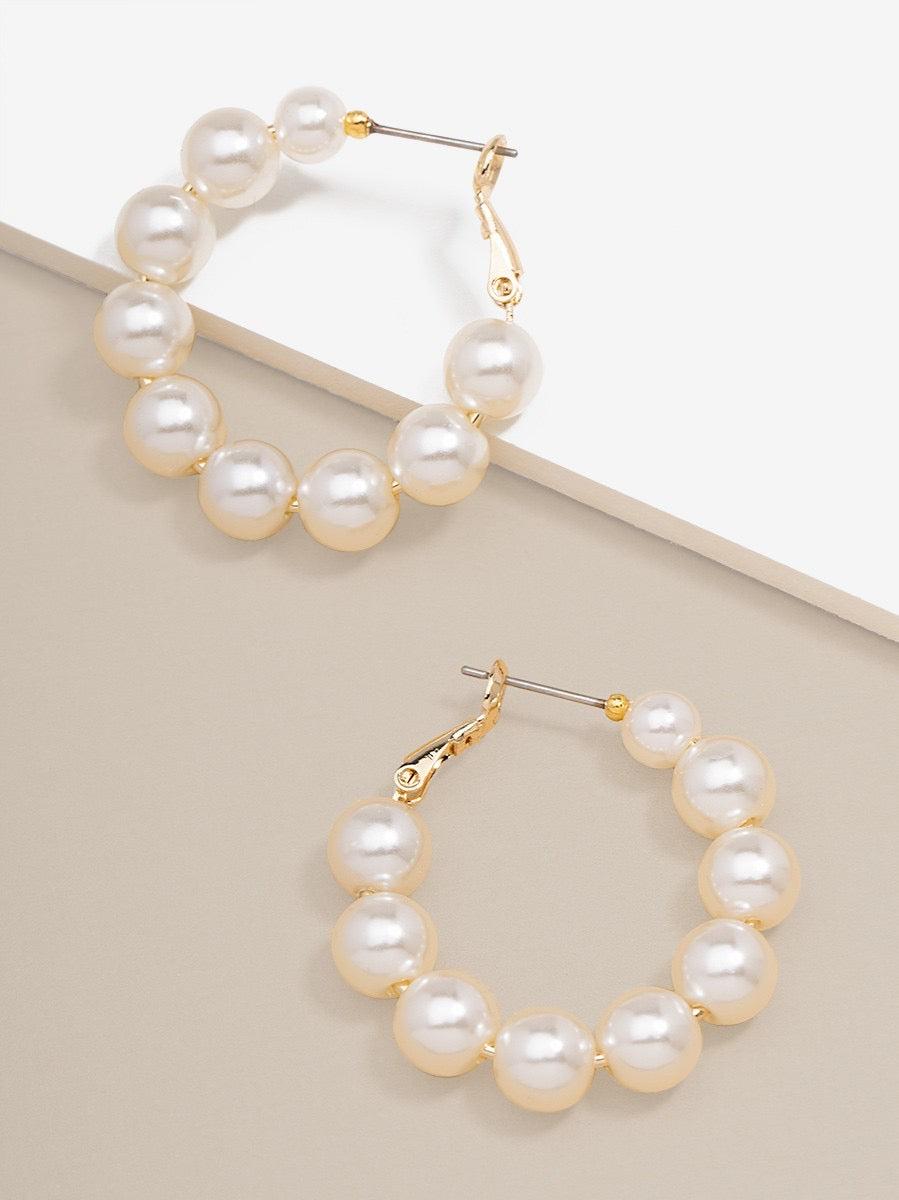 Chunky Pearl Hoop Earrings