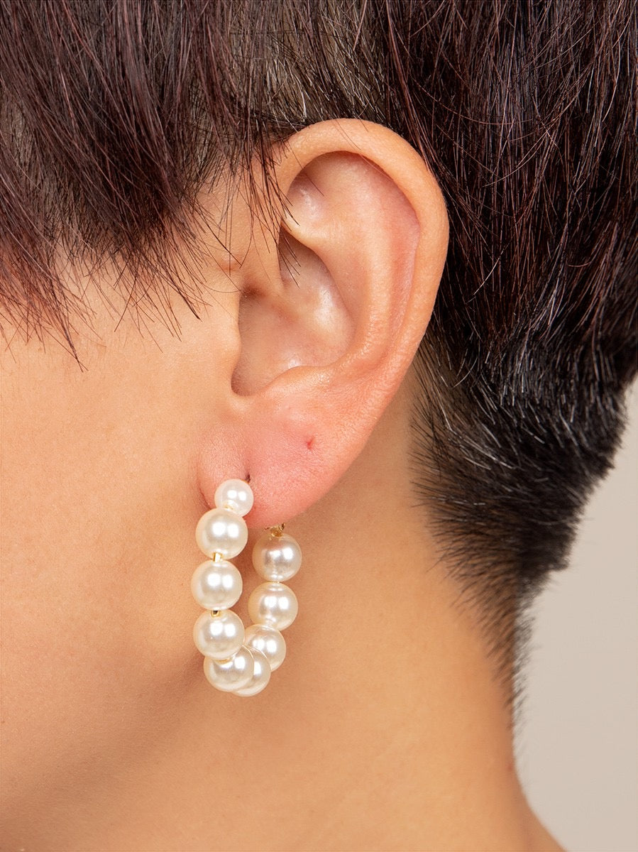 Chunky Pearl Hoop Earrings