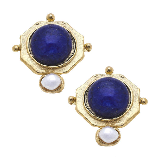 Becca Blue Lapis + Pearl Studs