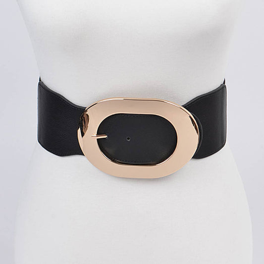 Round Metal Detailed Elastic Belt