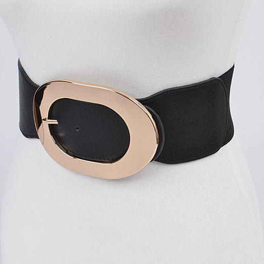 Round Metal Detailed Elastic Belt