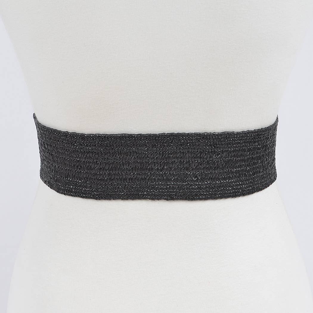 Metal OO Buckle Stretch Straw Belt