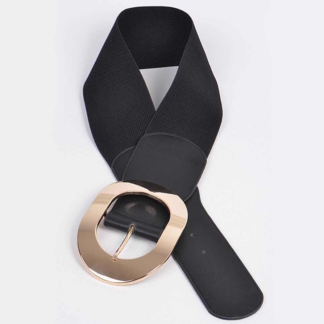 Round Metal Detailed Elastic Belt