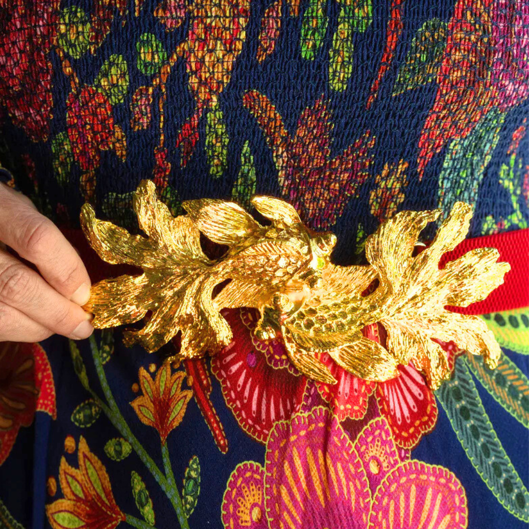 Koi Fish Interchangeable Belt Buckle w/ Gold Finish