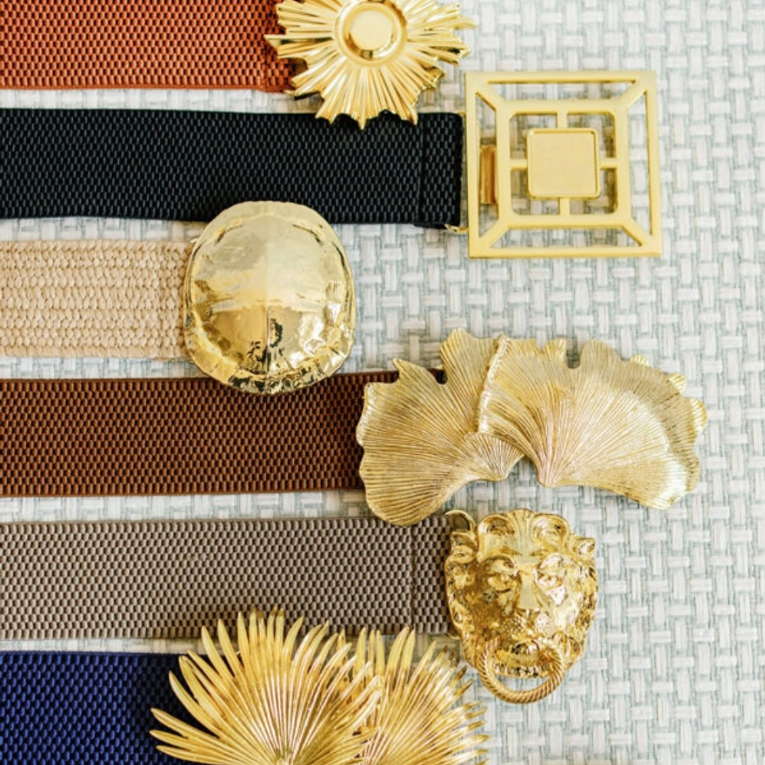 Ginkgo Interchangeable Artisan Belt Buckle w/ Gold Finish