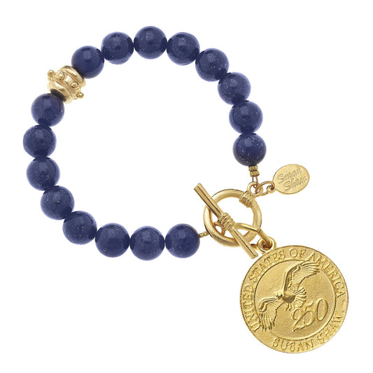 Gold USA 250 Coin on Lapis Bracelet