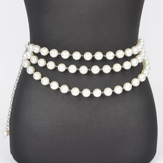 Multi Layered Pearl Chain Belt