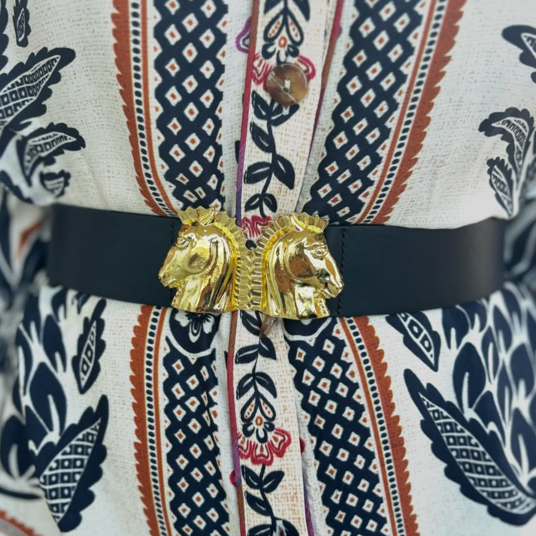 Black Genuine Leather Interchangeable Stretch Belt